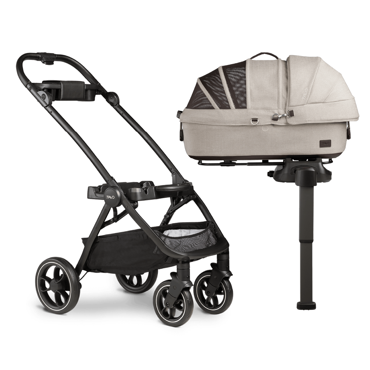 Tavo Pets Dog Car Seat Tavo Maeve + Roscoe Bundle | Pet Car Seat, Vehicle Base & Stroller Frame | Complete Travel System Pet Car Seat - Complete Travel System with Stroller & Base | Tavo Maeve + Roscoe Bundle