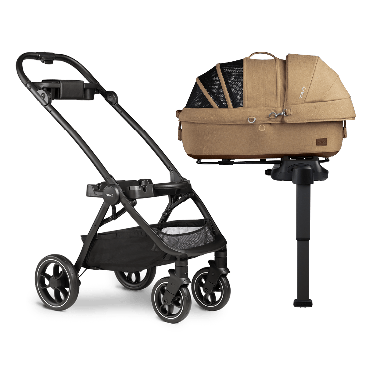 Tavo Pets Dog Car Seat Tavo Maeve + Roscoe Bundle | Pet Car Seat, Vehicle Base & Stroller Frame | Complete Travel System Pet Car Seat - Complete Travel System with Stroller & Base | Tavo Maeve + Roscoe Bundle