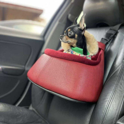 Toitert Luxury Dog Car Seat in vegan leather with soft lining, safe and stylish booster for small dogs, 9 styles available