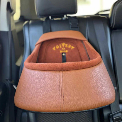 Toitert Luxury Dog Car Seat in vegan leather with soft upholstery, handmade, secure and stylish booster for small dogs
