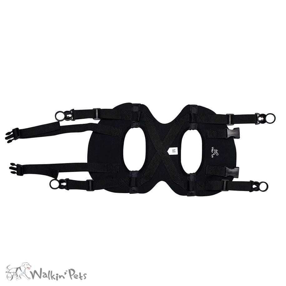 Walkin’ Wheels Front Neoprene Harness supporting small to medium dogs' front torso with adjustable straps and durable neoprene material