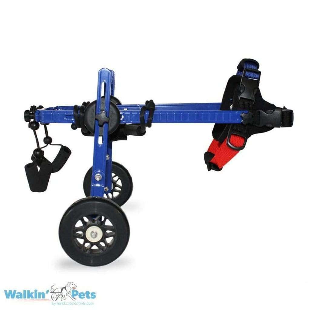 Walkin' Wheels MINI Dog Wheelchair in blue for small pets up to 10 lbs, adjustable and lightweight rear support device