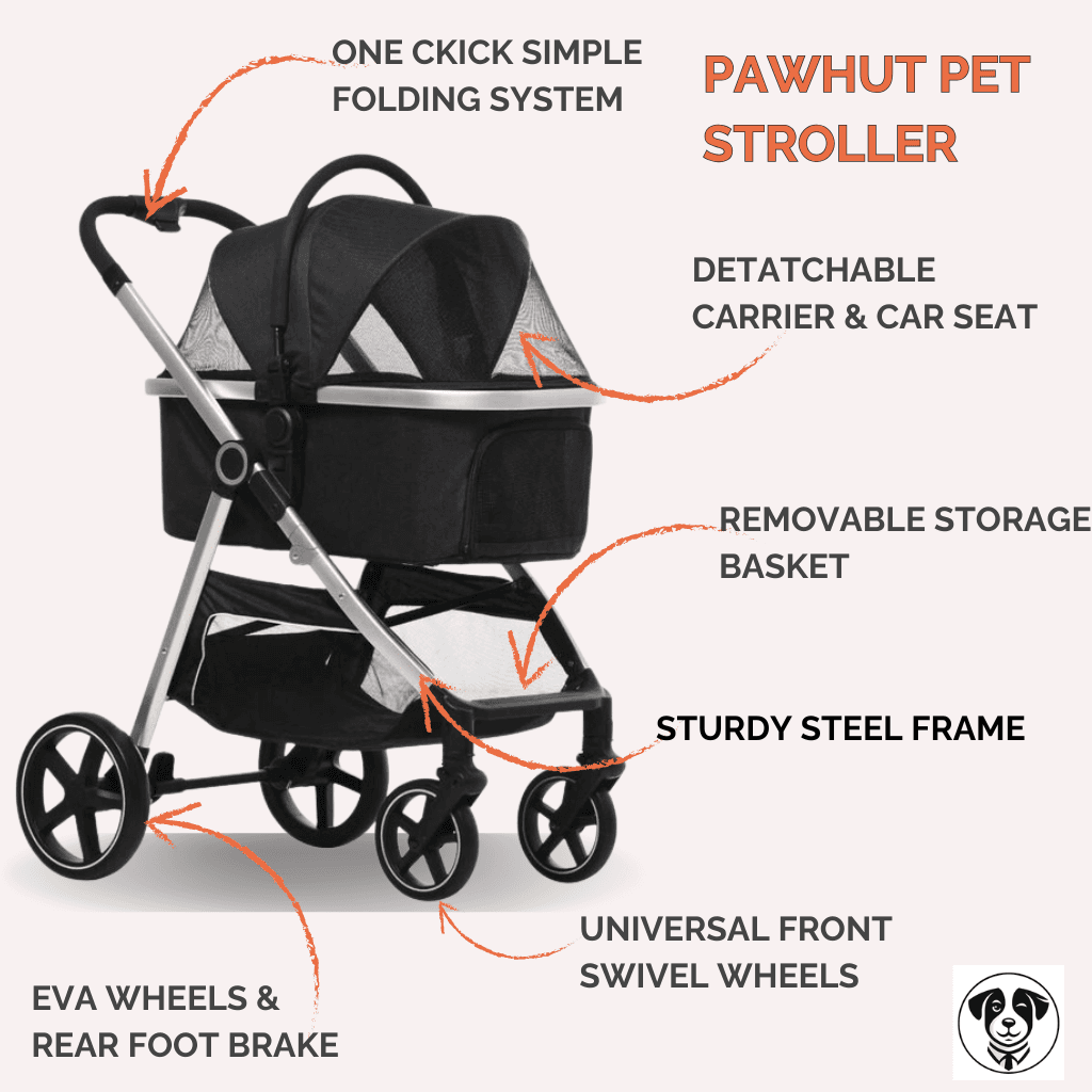 Pawhut Pet Stroller 3 in 1 